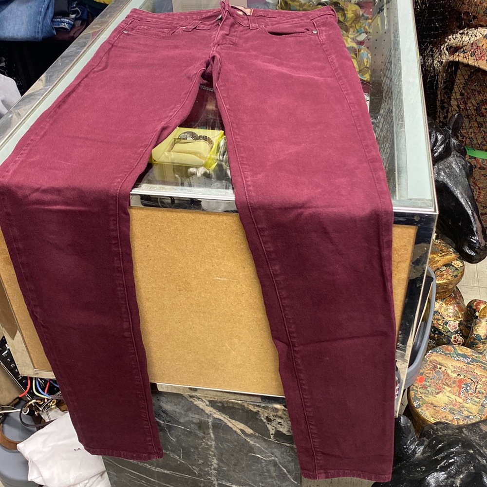 Paige Peg Skinny Maroon Jeans (27)